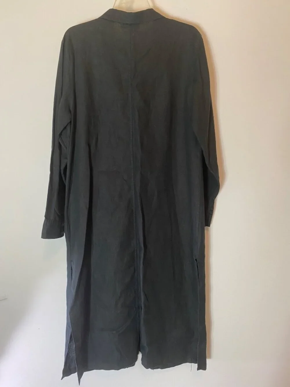 Kate Hill 100% Linen Long Jacket & Skirt Set Dark Gray Large - Picture 3 of 16